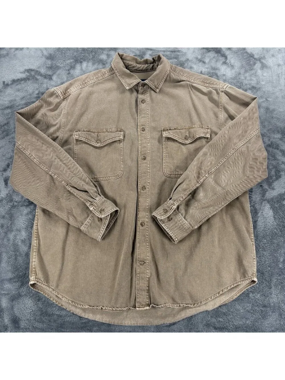 GAP Denim The Big Shirt Driftwood Tan Men Large 681944 Oversized Y2K Vintage
